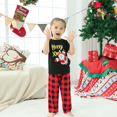 Red Plaid Short Sleeves Family Matching Pajamas Set