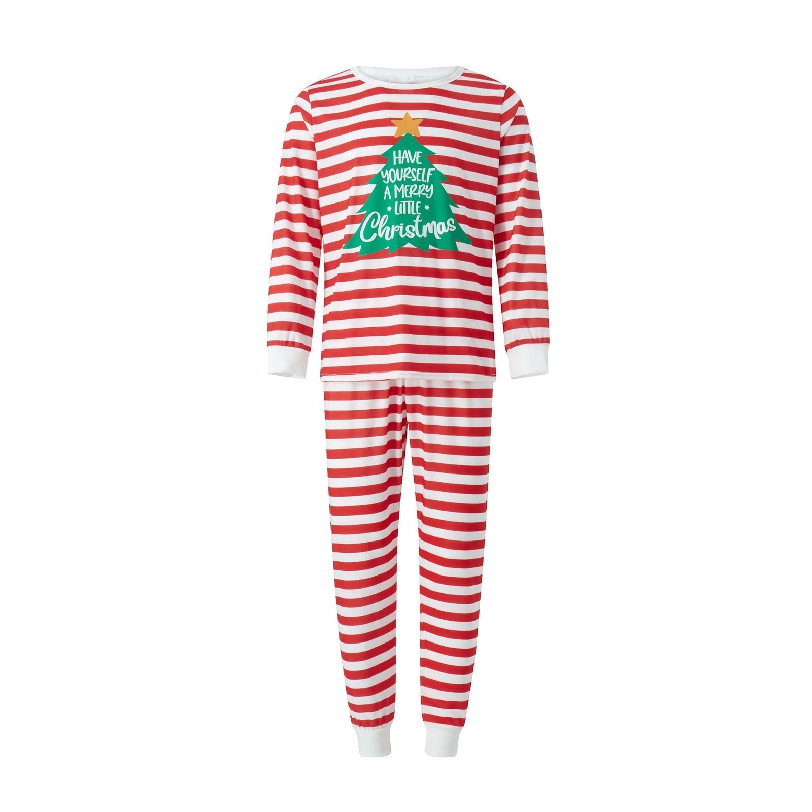 Rot-weiß gestreifte Weihnachtsbaum-Fmalily-Pyjama-Sets 