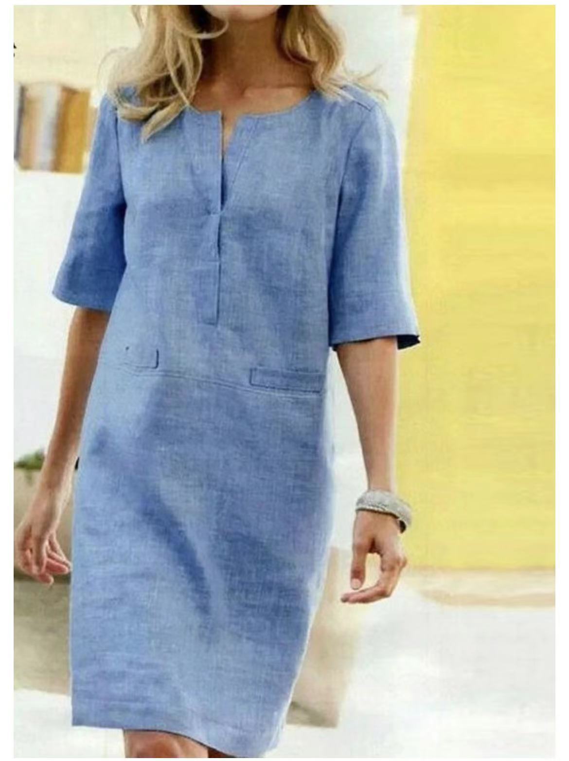 Casual Elegant Short-sleeved Midi Dress