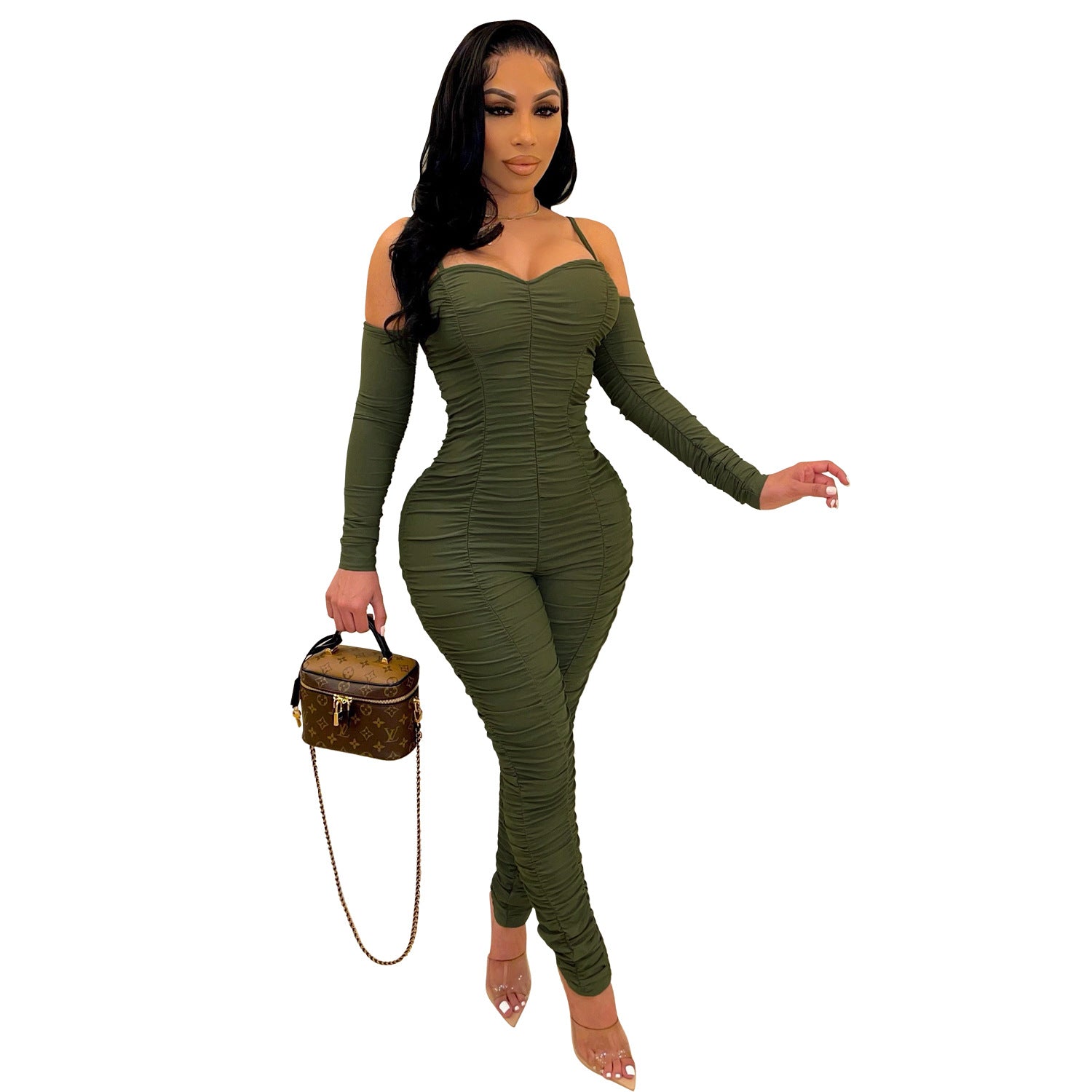 Damen Jumpsuit Sommer Jumpsuit V-Ausschnitt Spaghettiträger Einteiler Jumpsuit ... 