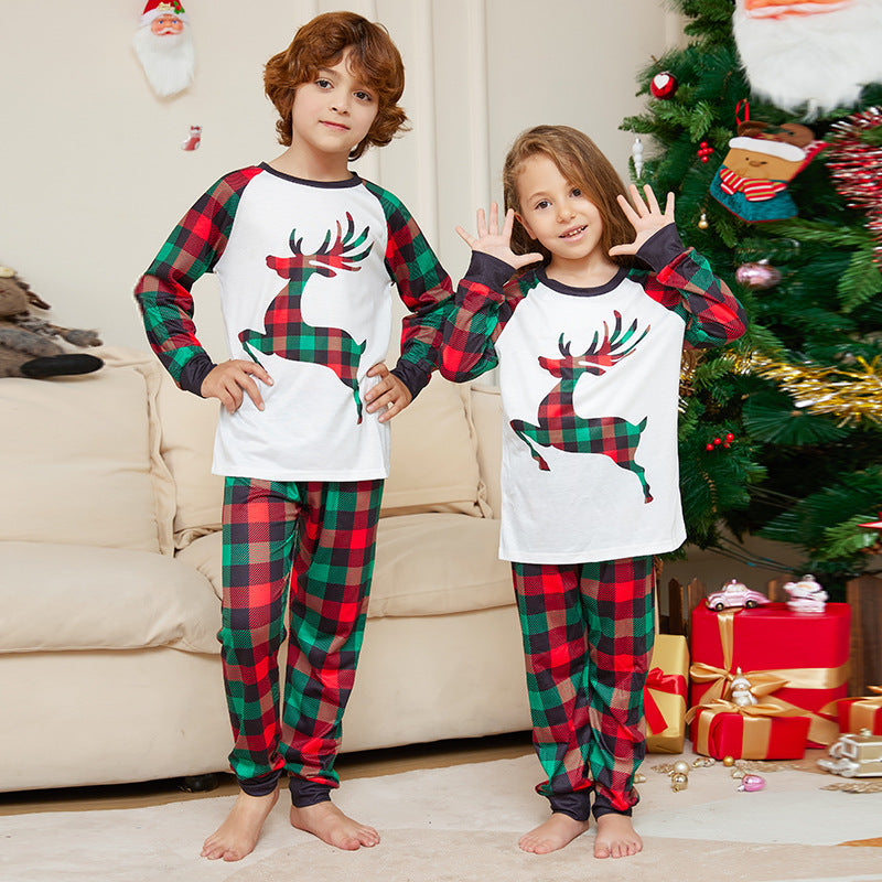 Christmas Checkered Deer Fmalily Matching Pajamas Sets (with Pet's)