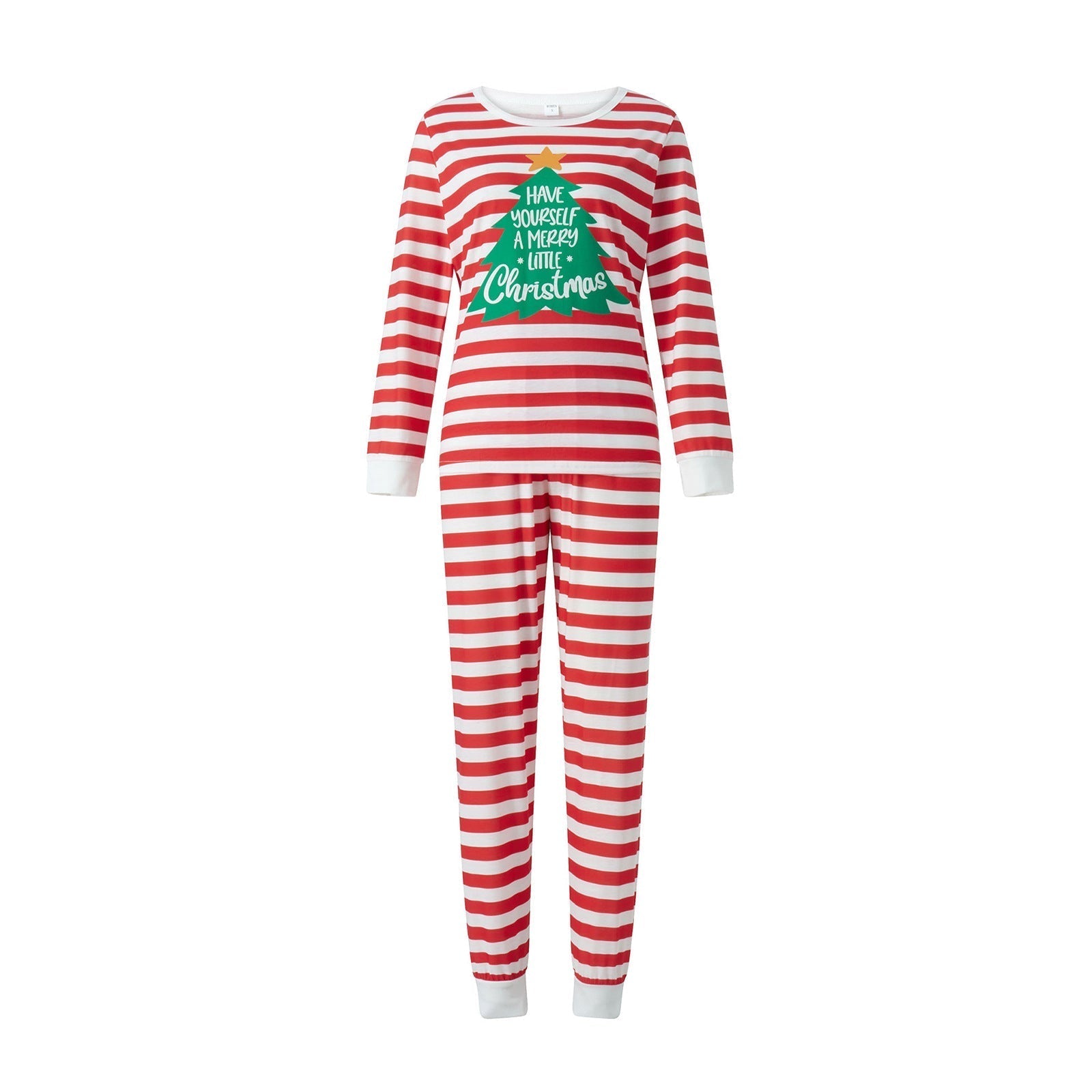 Rot-weiß gestreifte Weihnachtsbaum-Fmalily-Pyjama-Sets 