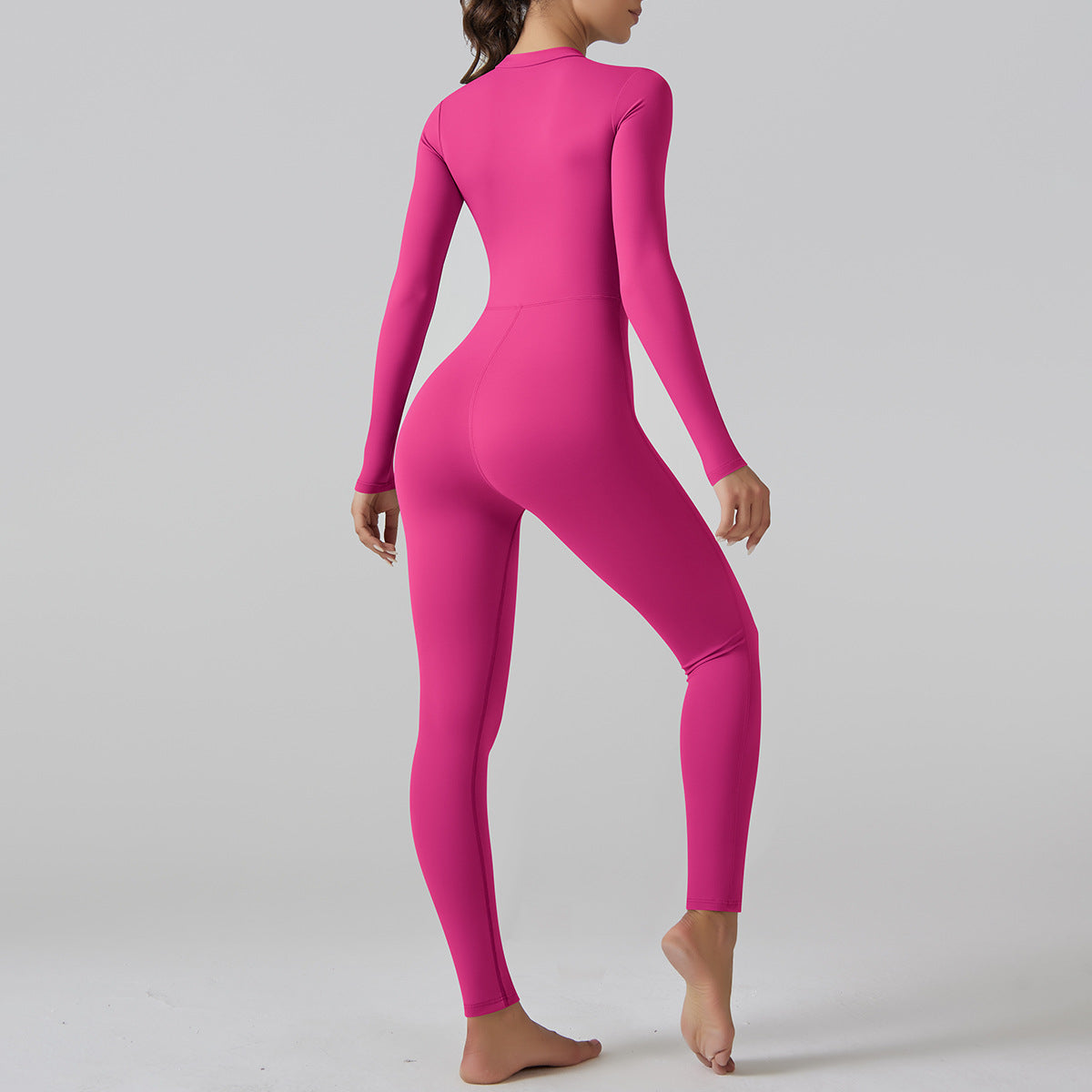 Internet Offener Kragen Langarm Reißverschluss Einteiliger Tanz Fitness Sport Jumpsuit Damen Yoga Kleidung 