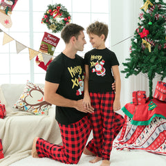 Red Plaid Short Sleeves Family Matching Pajamas Set