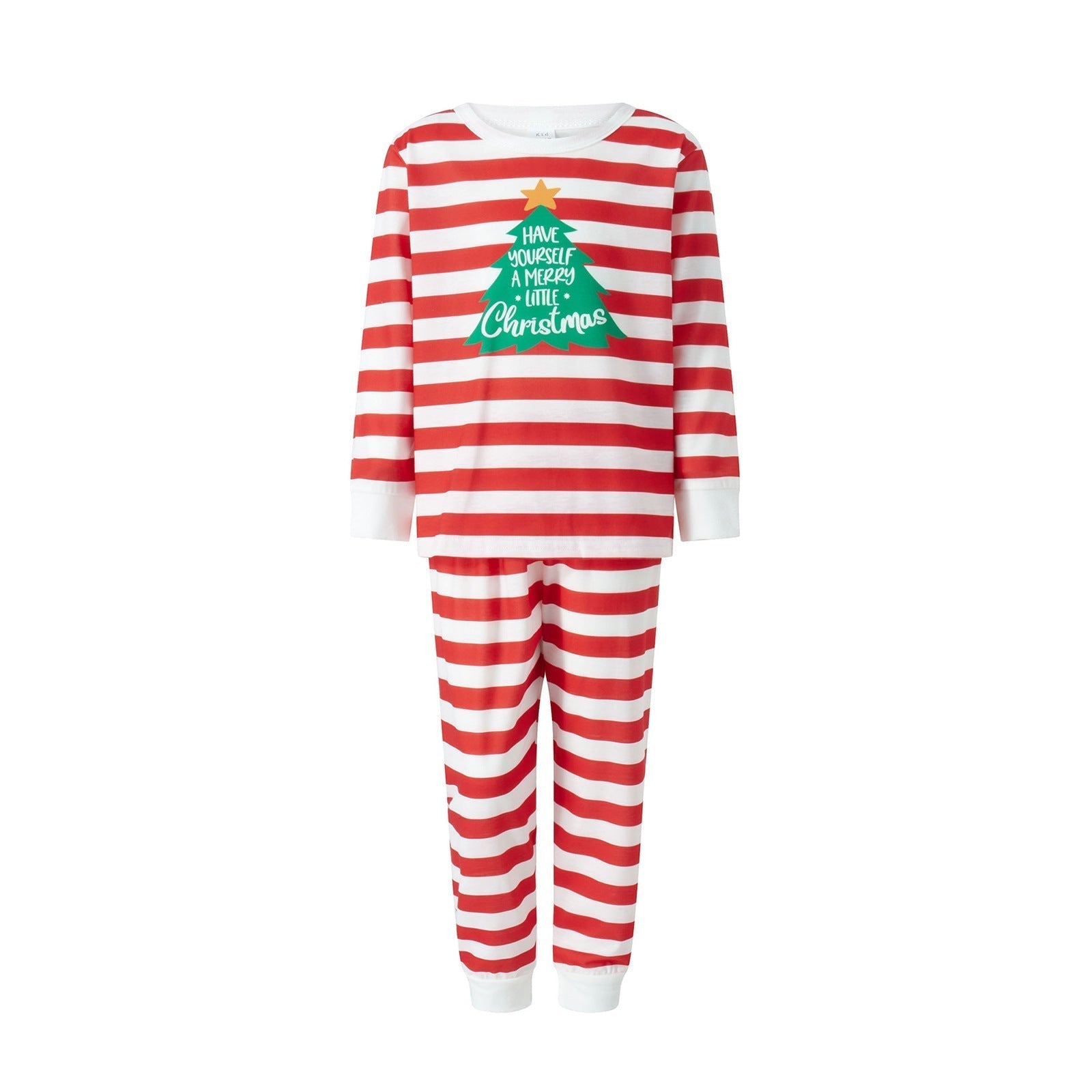 Red and White Striped Christmas Tree Fmalily Matching Pajamas Sets