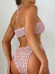 Neckholder-Bikini mit Blumenmuster