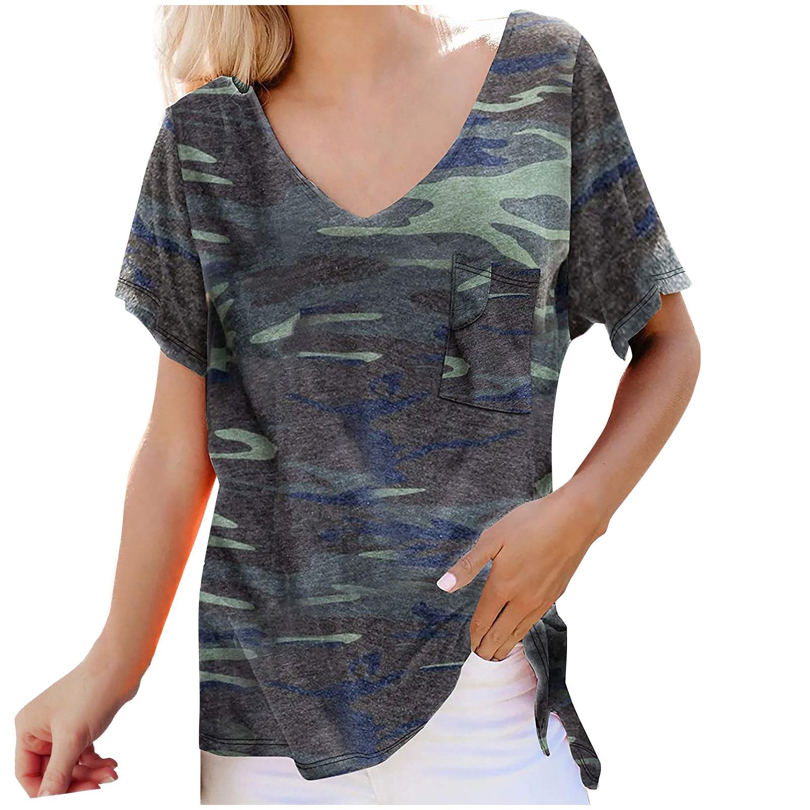 Tie-dye slimming round neck short sleeves