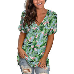 V-neck Printed Short-sleeved Top