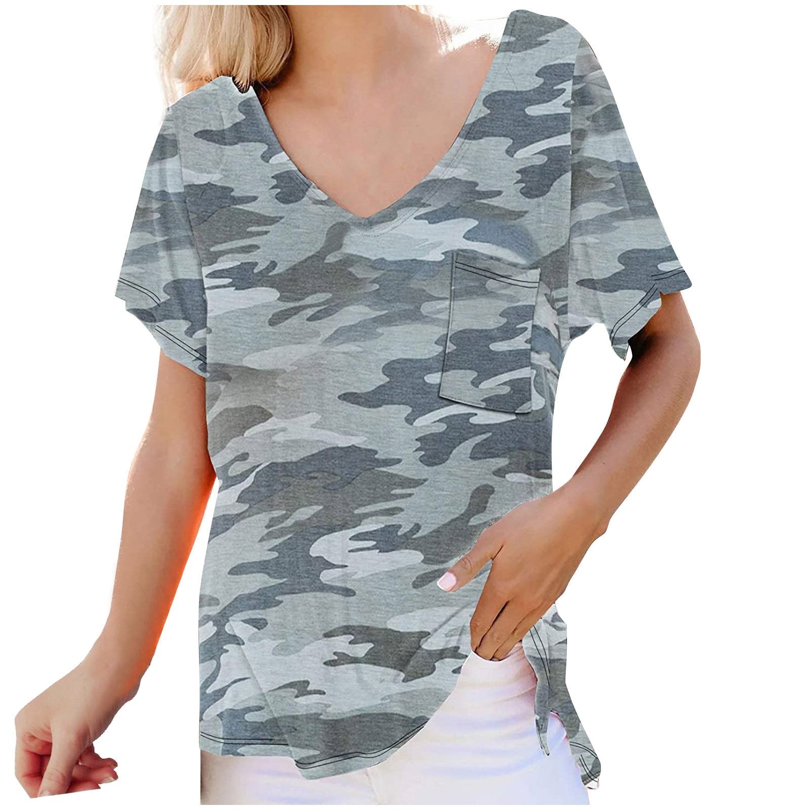 Tie-dye slimming round neck short sleeves