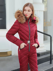 TARUXY Federschlanke Winterparkas Damen Einteilige Daunenjacke Damen Lange Jacke Winterskianzug Bergsteigen Abrigos De Plumas 