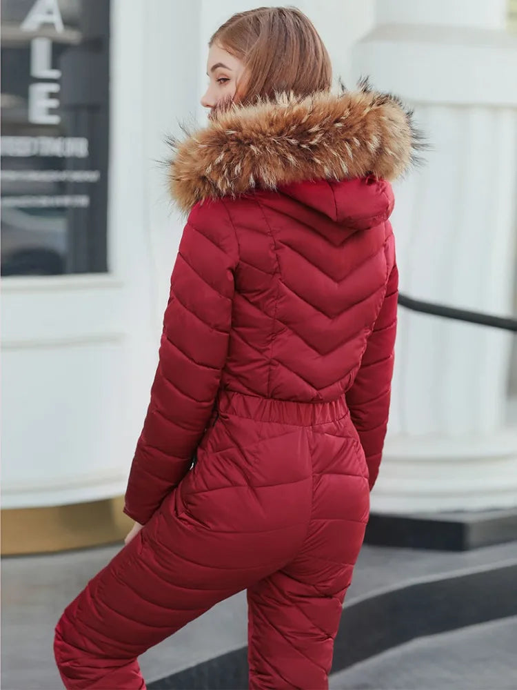 TARUXY Federschlanke Winterparkas Damen Einteilige Daunenjacke Damen Lange Jacke Winterskianzug Bergsteigen Abrigos De Plumas 