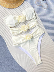 TARUXY Blumenbikini für Damen, sexy Mädchen, aushöhlen, schlanke Bademode für Damen, Strandurlaub, schulterfrei, sexy Bodysuit, Dessous 