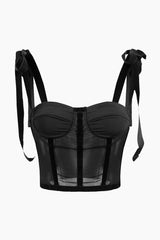 Twilly Black Tied Mesh Corset Crop Top