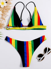 Multicolor Striped Triangles Brazilian Bikini Swimwear