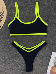 Contrast Bandeau Bikini Swimsuit