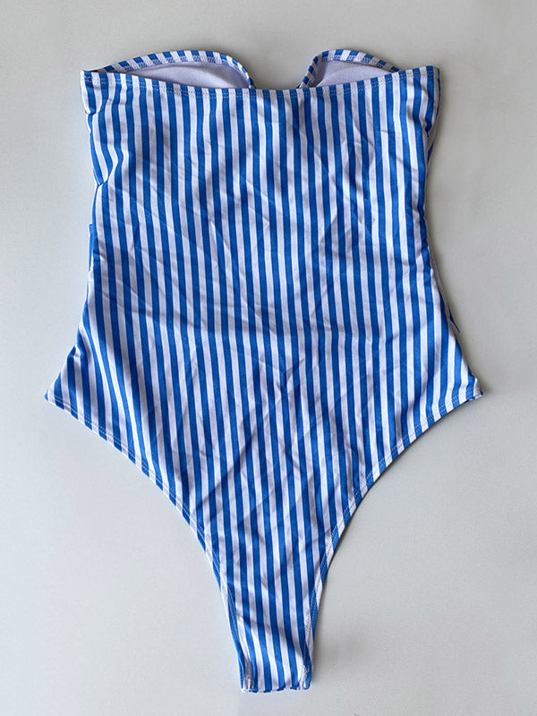 Striped One-Piece Bikini Swimwear