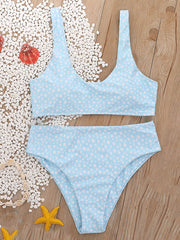 Floral-Print U-Neck Split Bikini Swimsuit