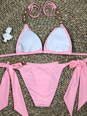 Gorgeous Embellished Bandage Triangles  Bikini Swimsuit