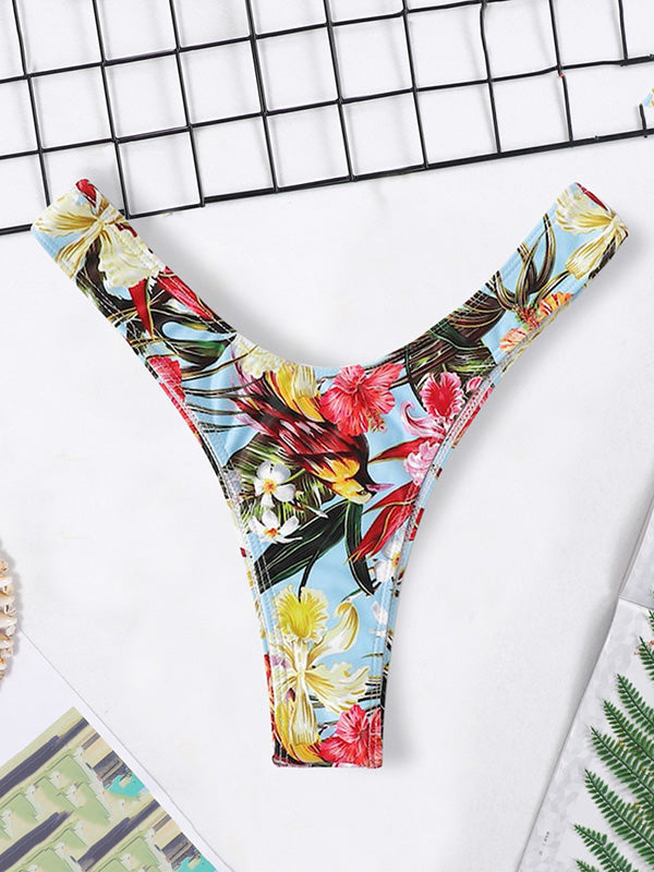 Floral-Print Triangles Low Waist Bikini Pants