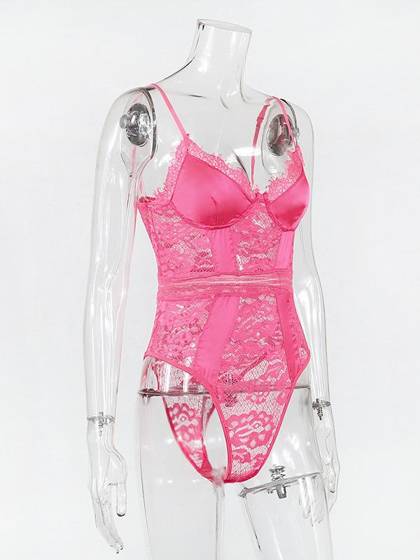 Split-Joint Lace One-Piece Teddy Lingerie