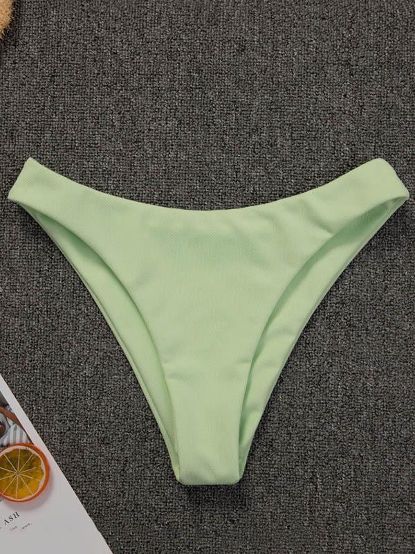 Solid Color Knotted Bikini Swimsuit