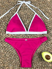 Three-Piece Triangle Lace-Up Bikini Swimsuit