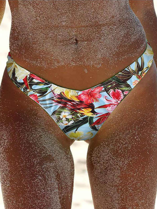 Bikinihose mit niedriger Taille und Blumen-Print 