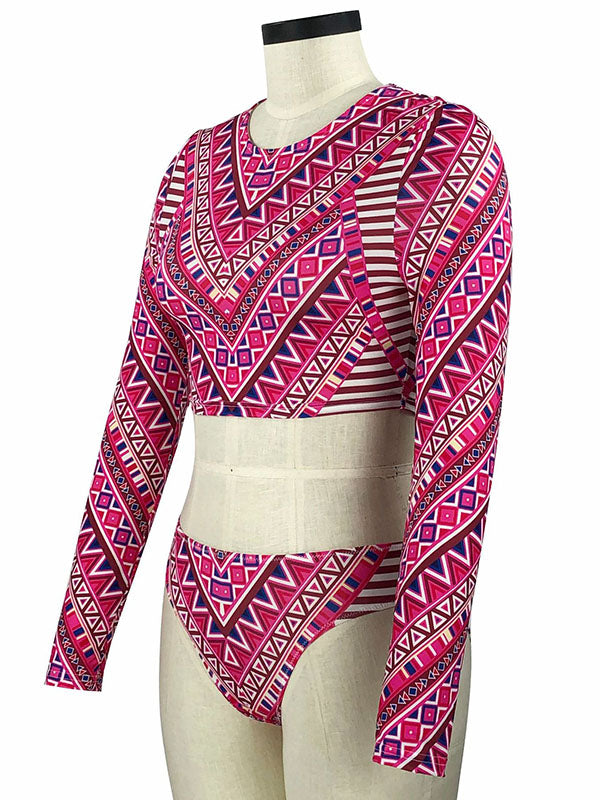 Ethnic Printed Long Sleeve Split Wetsuit