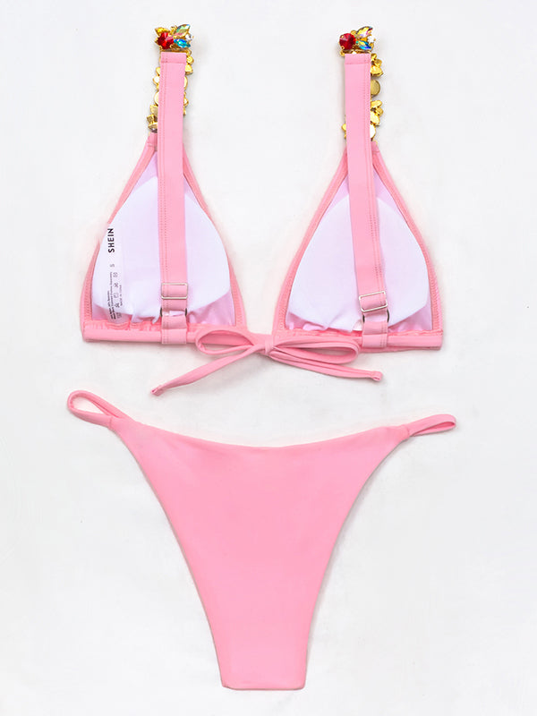 Diamond Deco Adjustable Strap Bikini Swimsuit