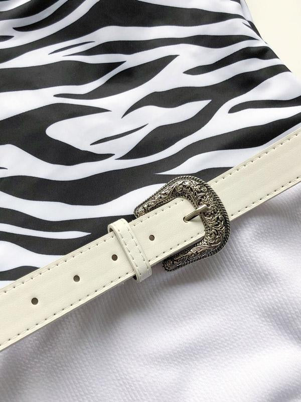 Zebra Print Split-Joint Belted Wetsuit