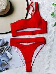 Cropped Sexy Backless Asymmetric One-Piece Swimsuit