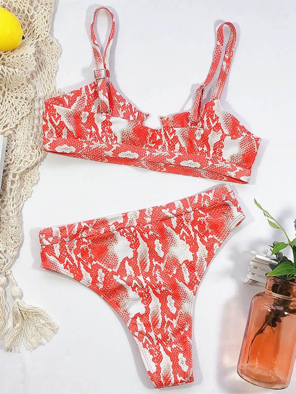 Gorgeous Embellished Hollow Split Bikini Swimsuit