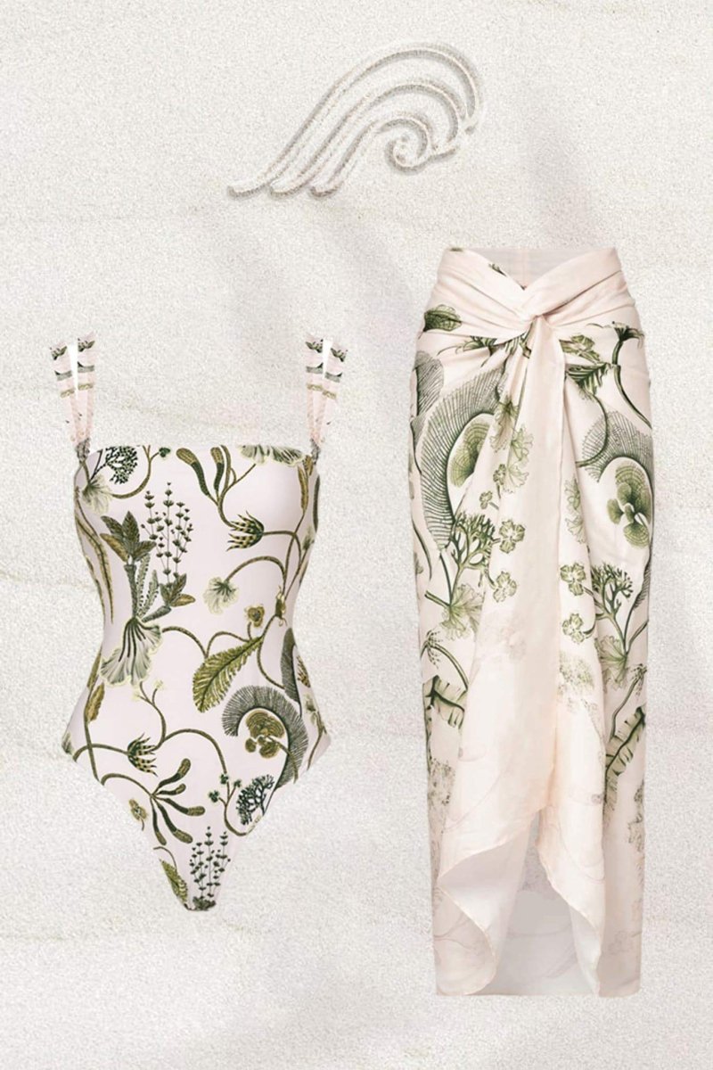 Amelia Plant Printed Two-pieces Swim Set