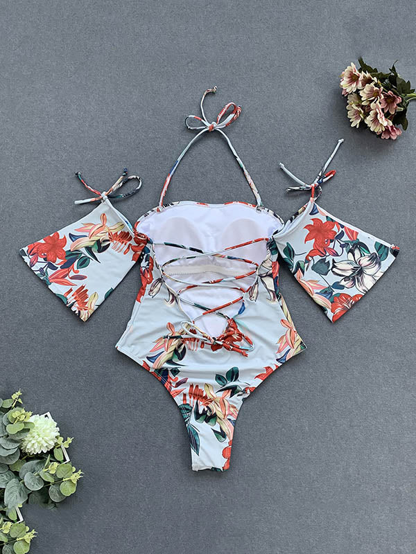 Floral-Print  Off-The-Shoulder One-Piece Swimsuit