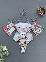 Floral-Print  Off-The-Shoulder One-Piece Swimsuit