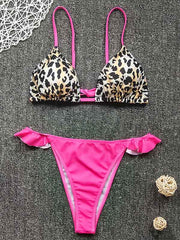 Halterneck Leopard Print Bikini Swimwear