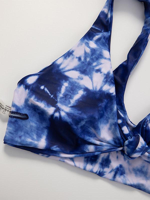 Tie-Dyed Knotted Split Bikini Swimsuit