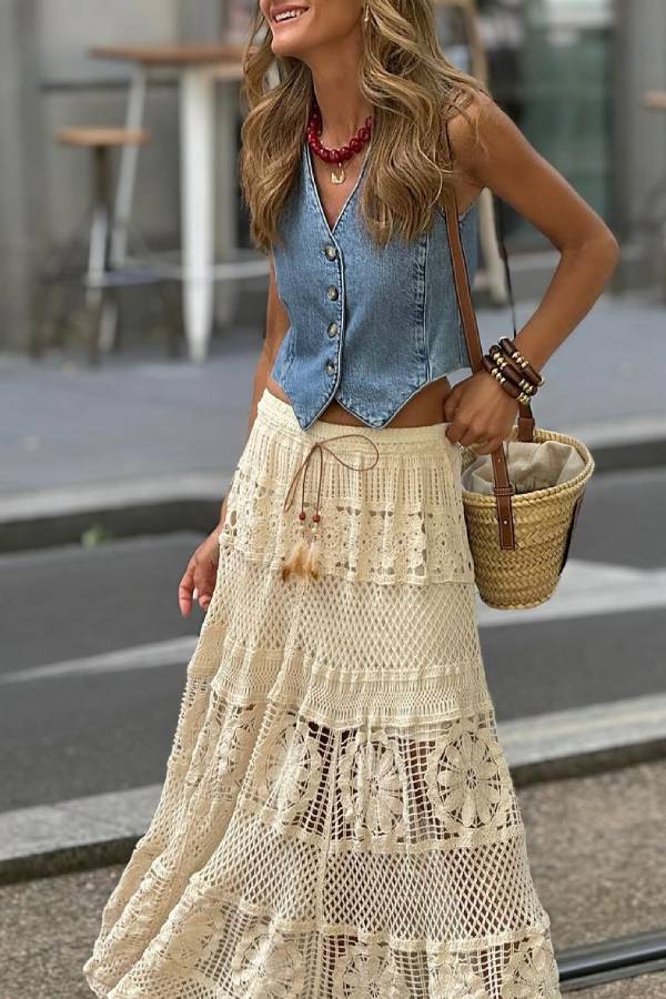 Crocheted Hollow Knitted Skirt