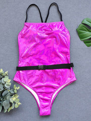 Sequined Split-Joint Sexy Tight One-Piece Swimwear