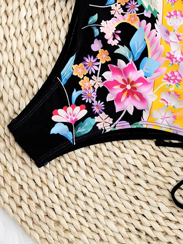 Floral-Print Bandage One-Piece Swimwear