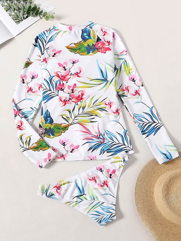 Long Sleeve Floral-Print Split Wetsuit