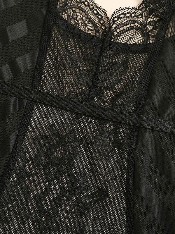 Lace Split-Joint See-Through Bodysuit Lingerie