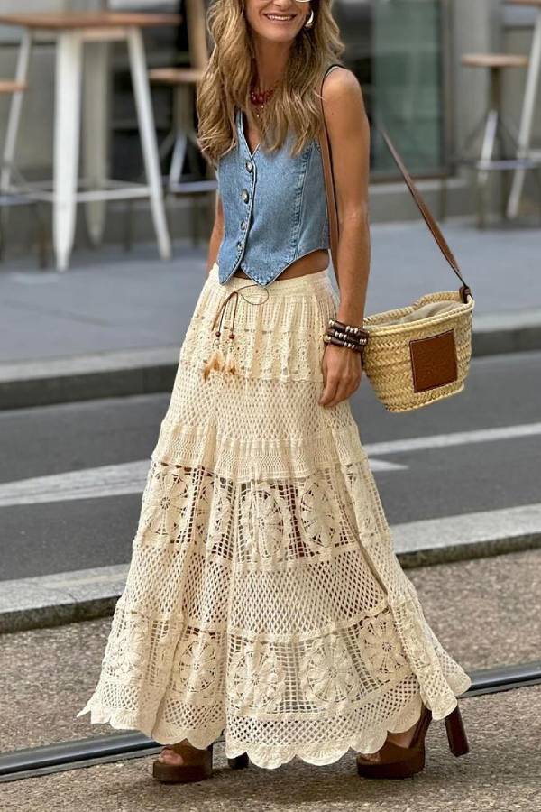 Crocheted Hollow Knitted Skirt