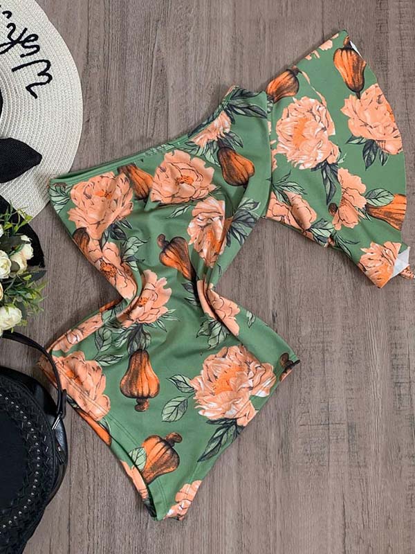 One-Shoulder Floral One-Piece Swimsuit