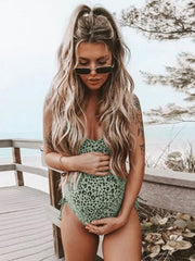 Pregnant  Leopard Print One-Piece Bikini Swimsuit