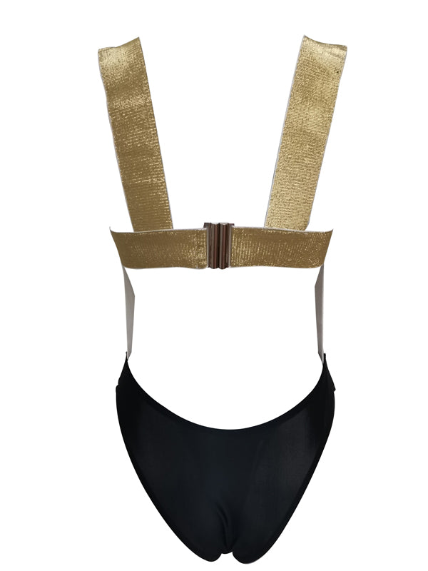 Bandage Split-Joint Bandeau Hollow One-Piece Swimwear