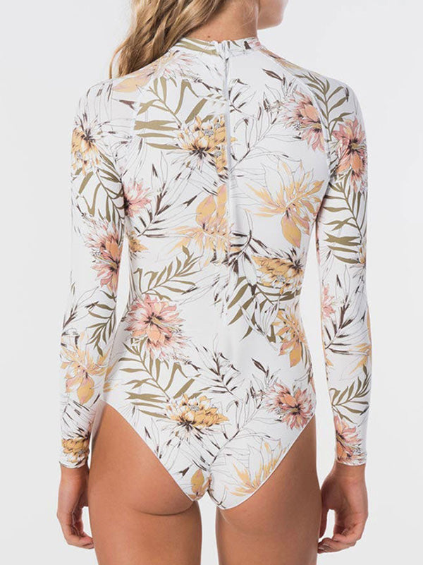 Long Sleeve Floral-Print Hollow Wetsuit