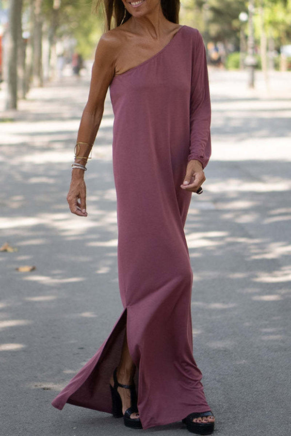 Side-to-Side-One-Shoulder-Maxikleid mit Statement-Ausschnitt