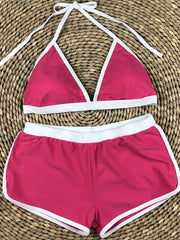 Three-Piece Triangle Lace-Up Bikini Swimsuit