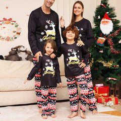 Weihnachts-Schlafanzug für die Familie, passender Pyjama, schwarzer Hirsch-Pyjama